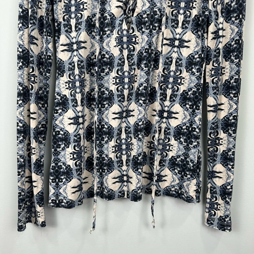 Free People Mai Tai Lace Up Long Sleeve Shirt Top Size Medium